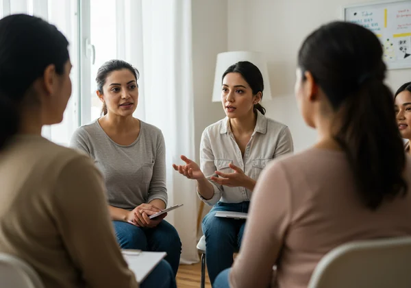 Diverse mothers finding support in a therapy group