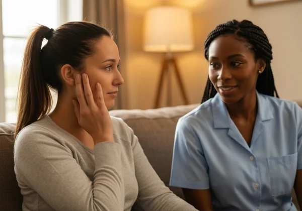 Mother receiving culturally sensitive mental health support