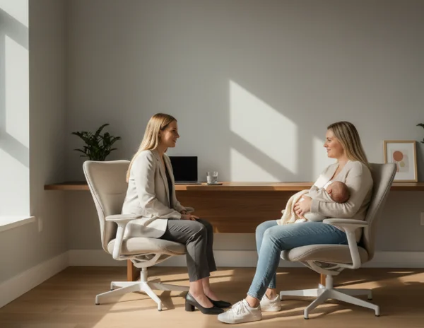 Warm follow-up conversation in clinic office